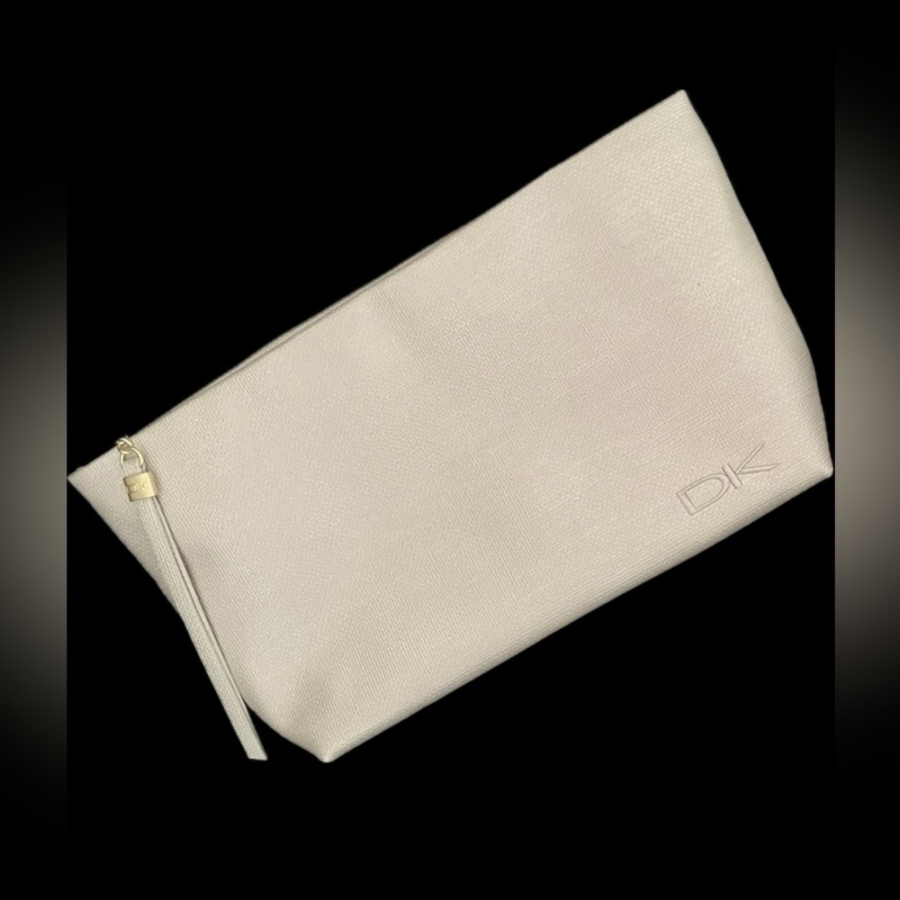 DONNA KARAN Champagne Pearlescent Cosmetic Makeup Bag Clutch